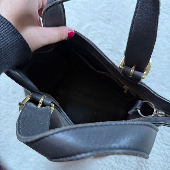 Vintage Coach Black Waverly Small Tote Bag Leather 90s Purse - Picture 8 of 9